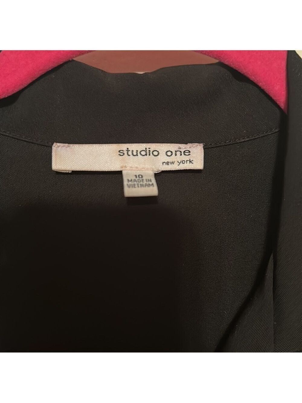 Black Collar Tie Button Down Dress Size 10 - Picture 3 of 6
